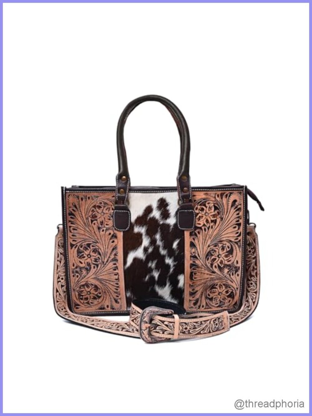 Genuine Cowhide Leather Messenger Handbag Sling Purse with Adjustable Strap